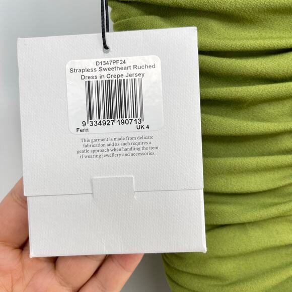 Alex Perry | Strapless Sweetheart Ruched Dress in Fern US 0 w/ Tags - Picture 9 of 16
